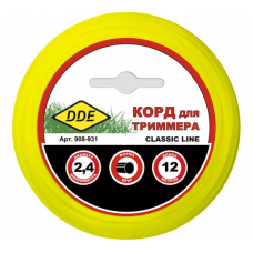 Корд триммерный в блистере DDE "Classic line" (круг) 2,4 мм х 12 м, желтый