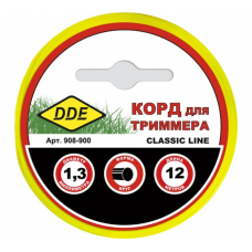 Корд триммерный в блистере DDE "Classic line" (круг) 1,3 мм х 12 м, желтый