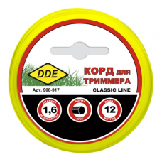 Корд триммерный в блистере DDE "Classic line" (круг) 1,6 мм х 12 м, желтый