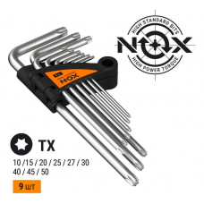 Набор ключей угловых TORX 9 шт. (№10-50) средней длины, хром-ван. сталь "Nox"