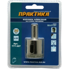 Коронка алмазная ПРАКТИКА  "Мастер" по стеклу и керамике  30 (1шт) блистер